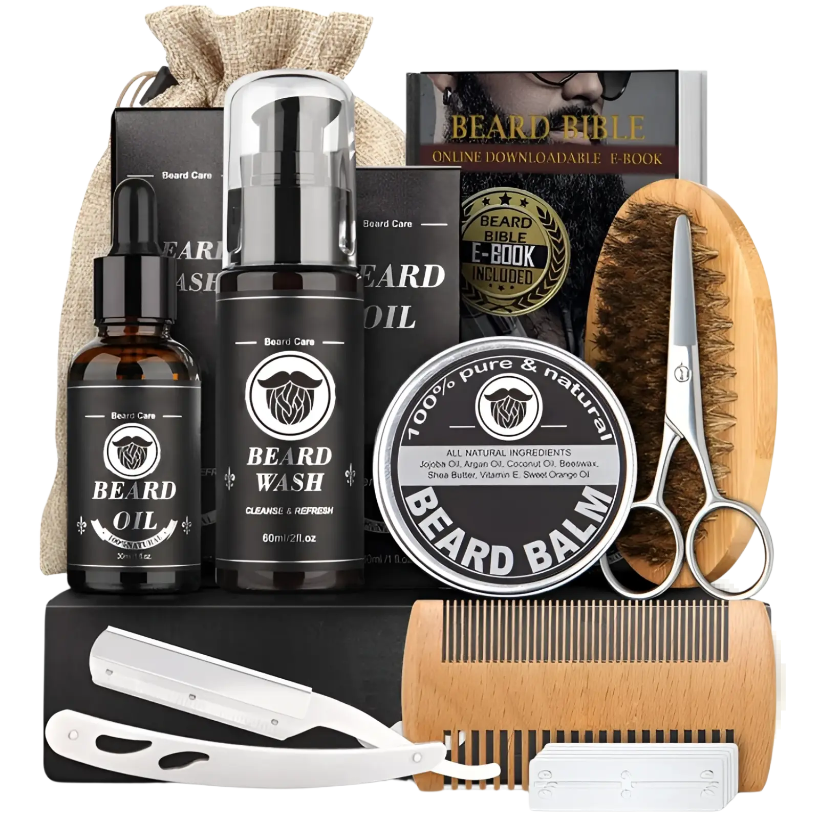 Beard Growth Kit with Derma Roller and Grooming Tools