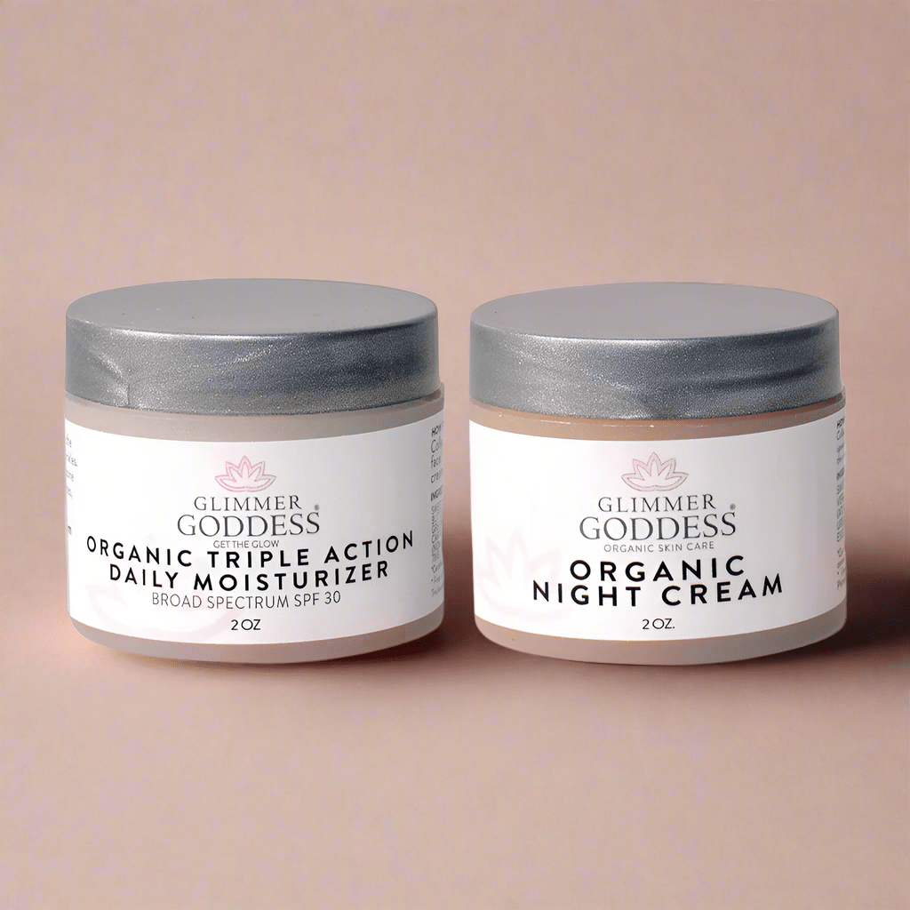 Glimmer Goddess Day & Night Radiance Duo: Moisturize, Restore, Renew - Glimmer Goddess® Organic Skin Care