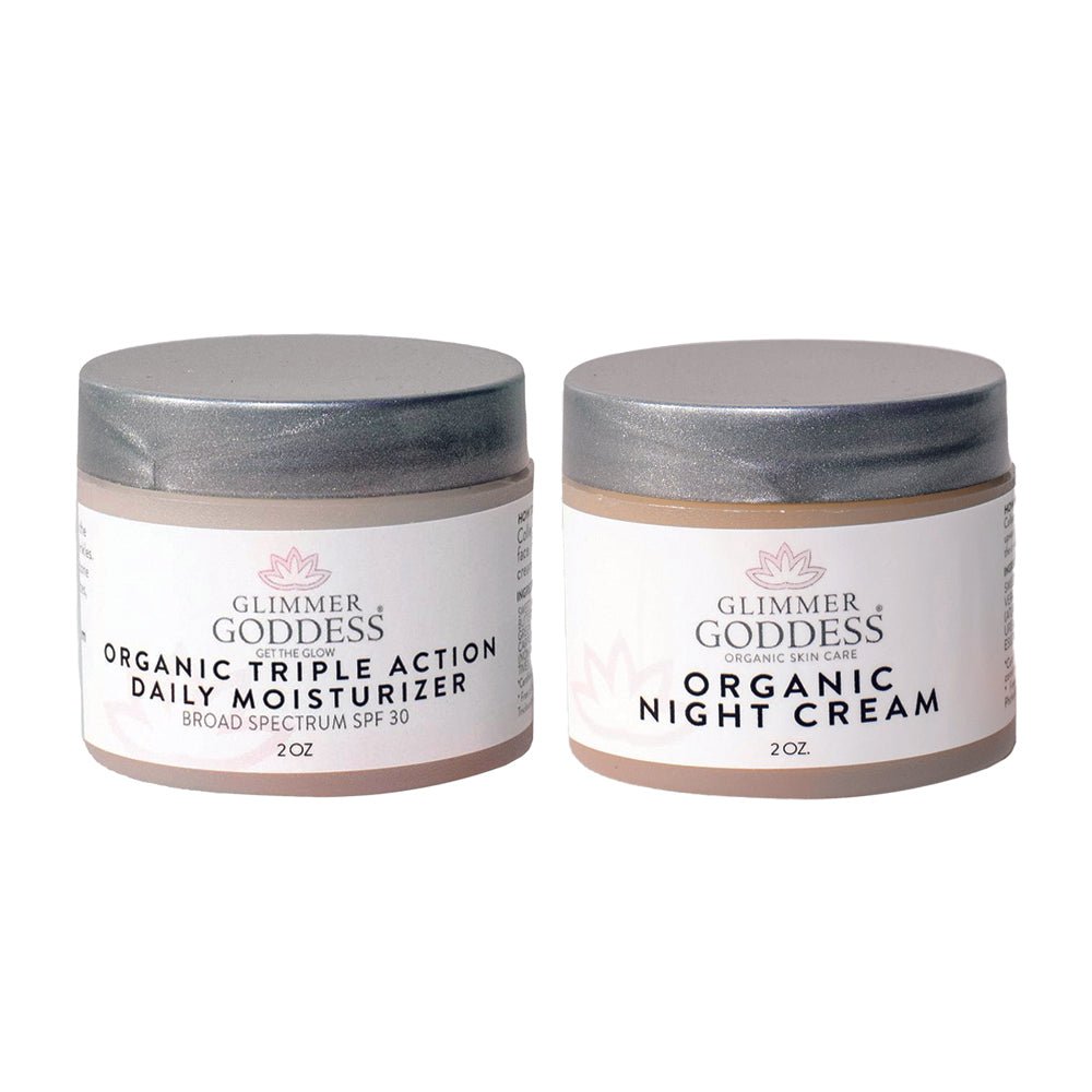 Glimmer Goddess Day & Night Radiance Duo: Moisturize, Restore, Renew - Glimmer Goddess® Organic Skin Care