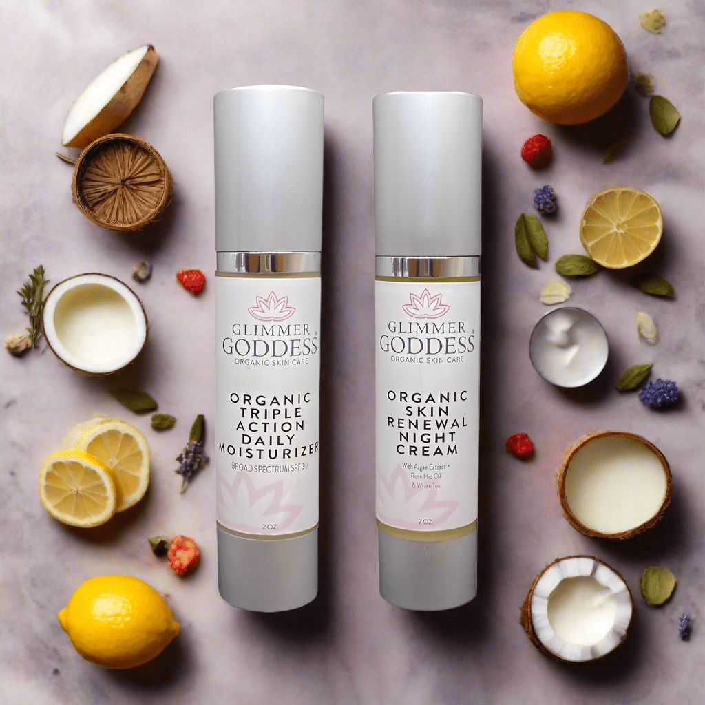 Glimmer Goddess Day & Night Radiance Duo: Moisturize, Restore, Renew - Glimmer Goddess® Organic Skin Care