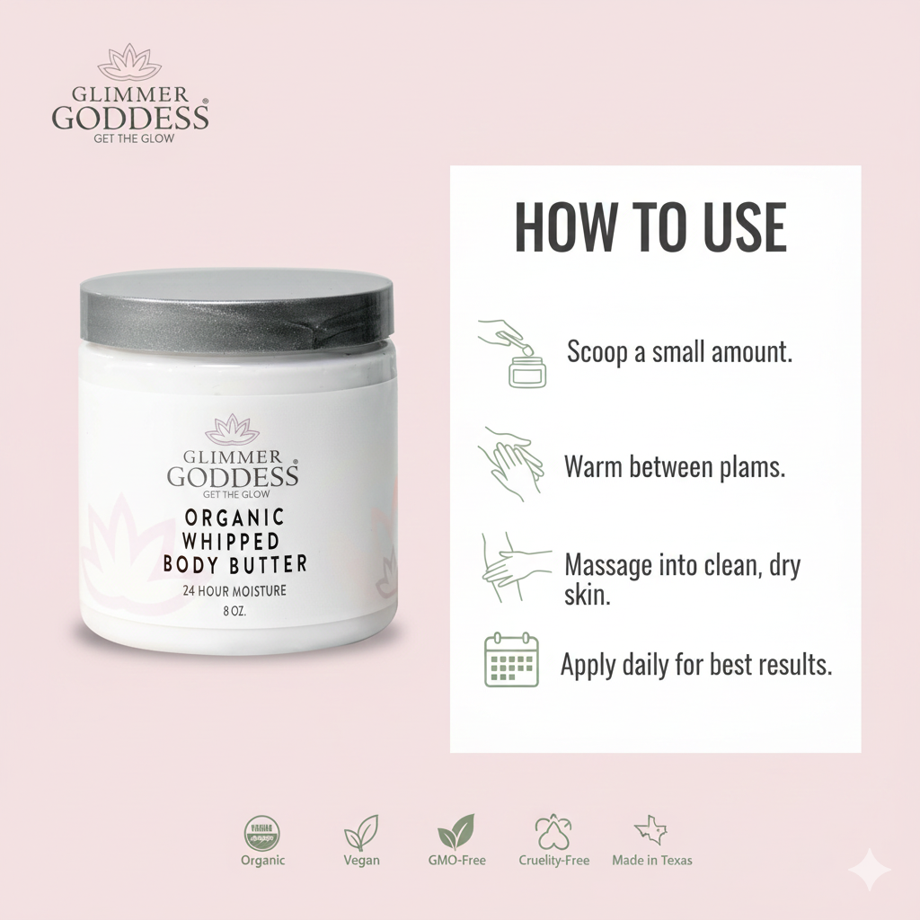 Organic Whipped Body Butter - Glimmer Goddess® Organic Skin Care