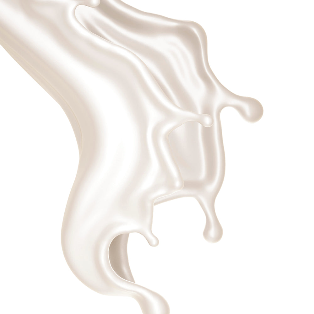 Creamy white skincare serum texture splash, close-up, on a clean white background