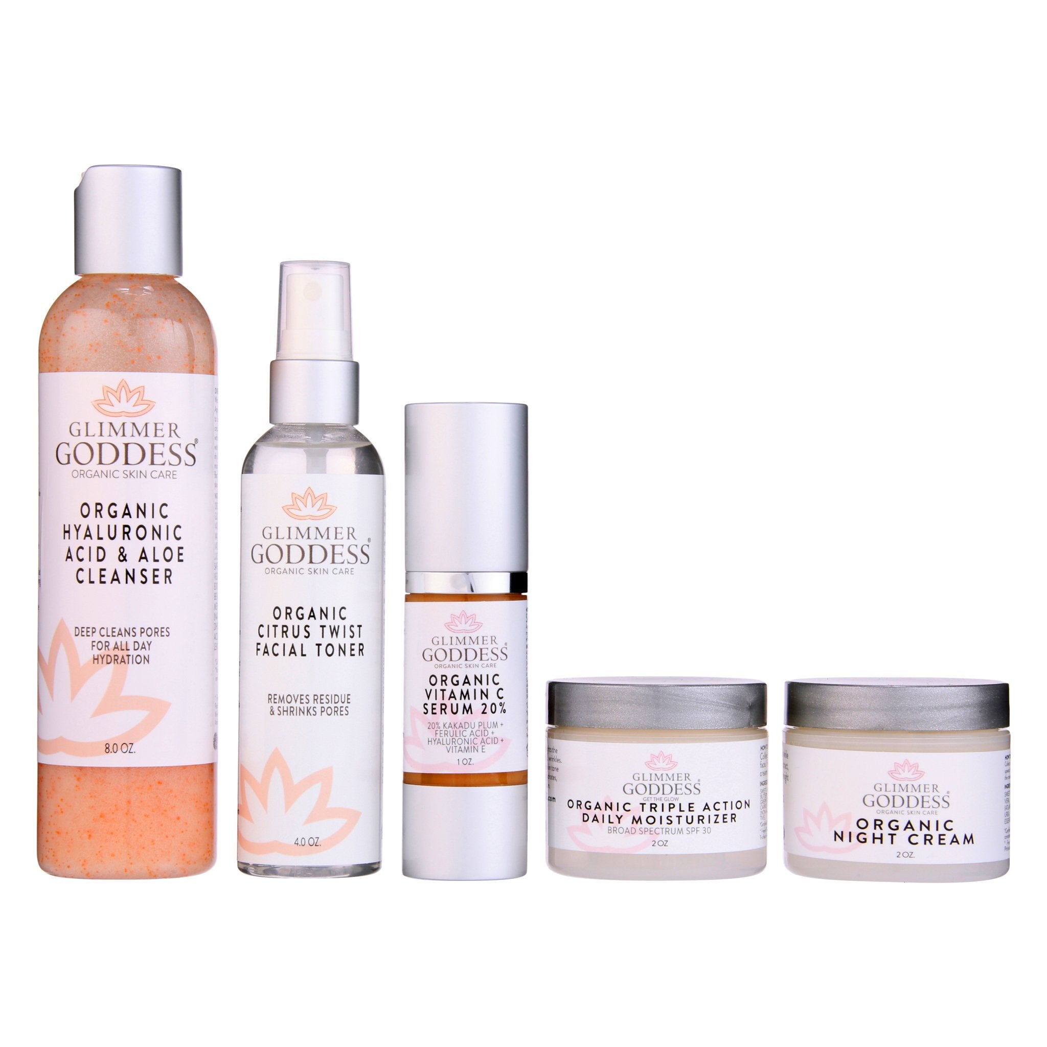 Organic Anti - Wrinkle Solution 5 PC Kit - Glimmer Goddess® Organic Skin Care