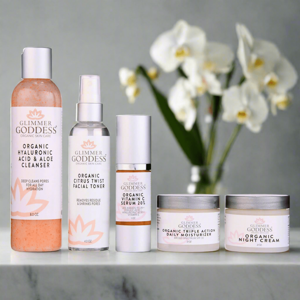 Organic Anti - Wrinkle Solution 5 PC Kit - Glimmer Goddess® Organic Skin Care