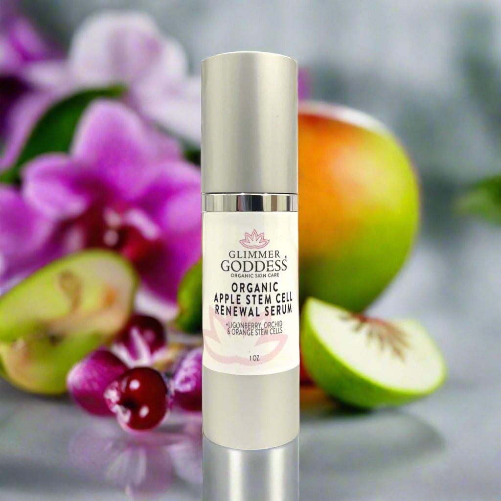 Organic Apple Stem Cell Anti - Aging Serum | Lingonberry, Orchid & Orange Stem Cells for Hydration & Wrinkle Defense - Glimmer Goddess® Organic Skin Care