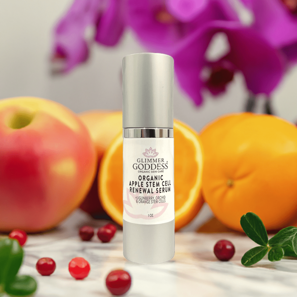 Organic Apple Stem Cell Anti - Aging Serum | Lingonberry, Orchid & Orange Stem Cells for Hydration & Wrinkle Defense - Glimmer Goddess® Organic Skin Care