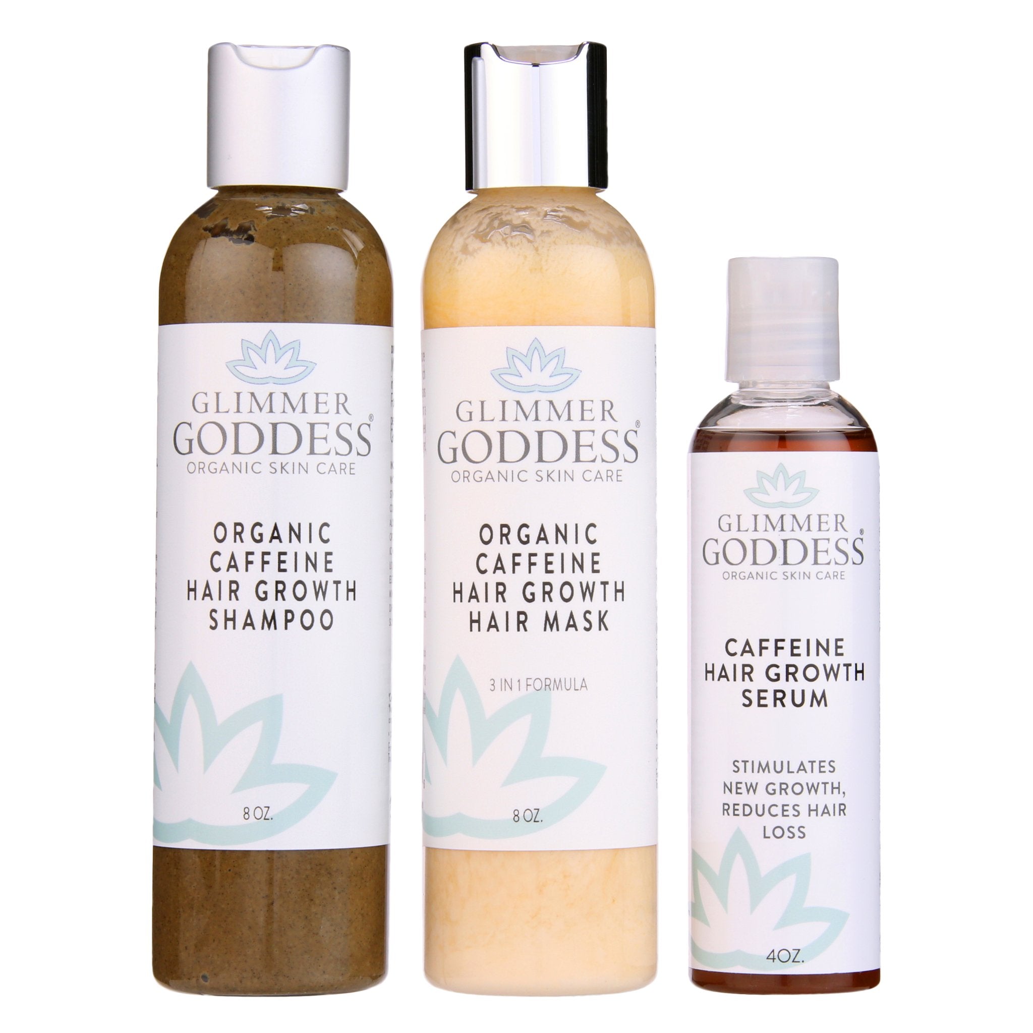 Organic Caffeine Hair Growth Trio - Glimmer Goddess® Organic Skin Care