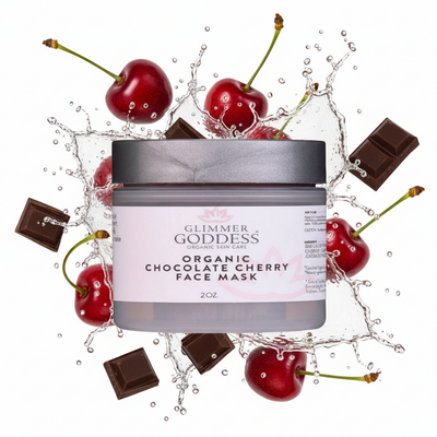 Glimmer Goddess® Organic Face Mask Gift Set with two masks, spa headband, and applicator brush for at-home facial skincare.