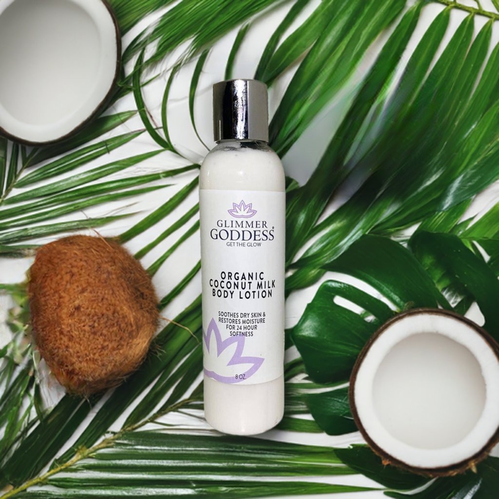 Organic Coconut Milk Body Lotion for Soft, Supple Skin - Glimmer Goddess® Organic Skin Care