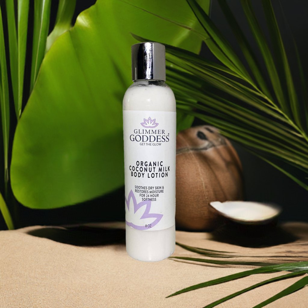 Organic Coconut Milk Body Lotion for Soft, Supple Skin - Glimmer Goddess® Organic Skin Care