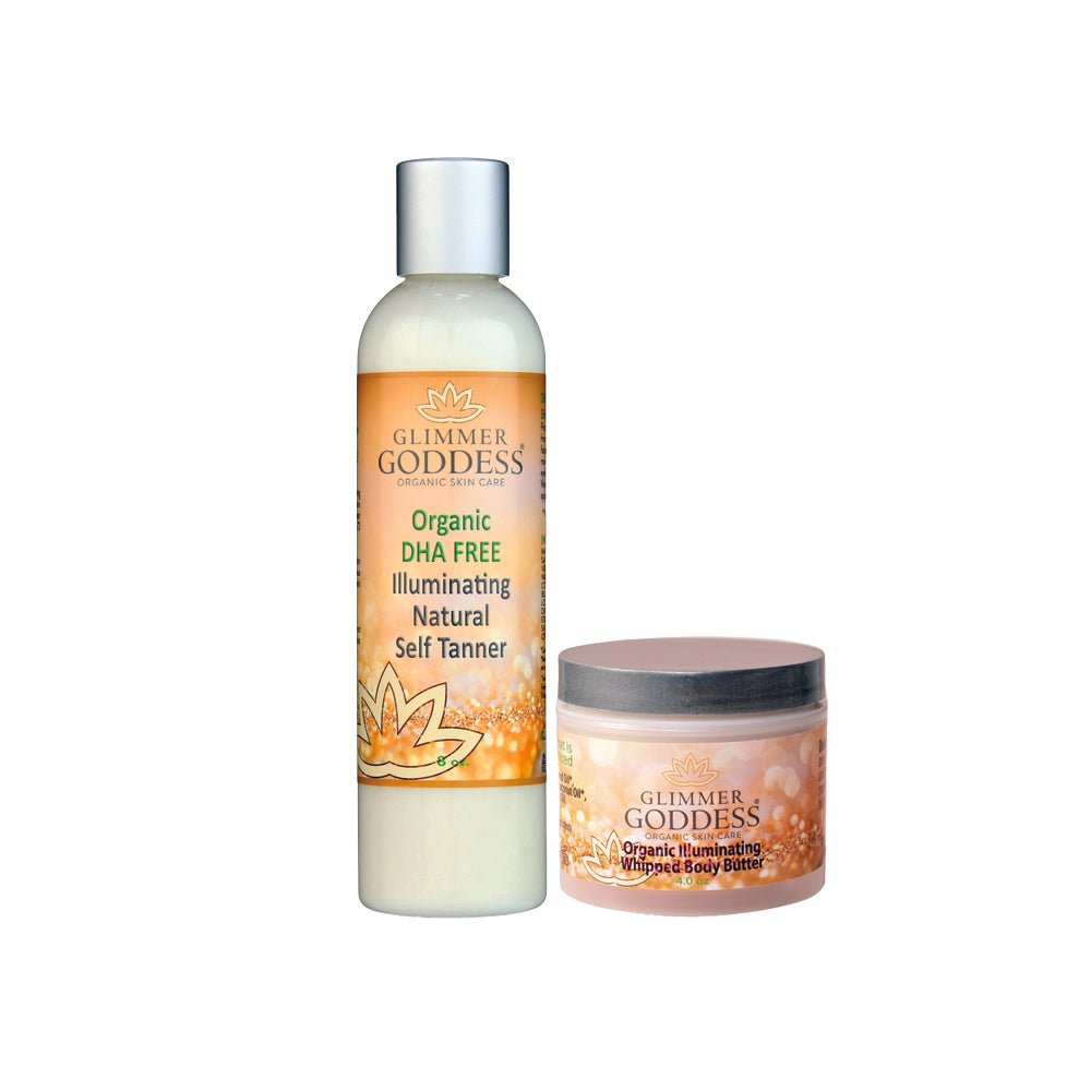 Organic DHA - Free Self Tanner + Bronzing Shimmer Bundle | 20% Off - Glimmer Goddess® Organic Skin Care