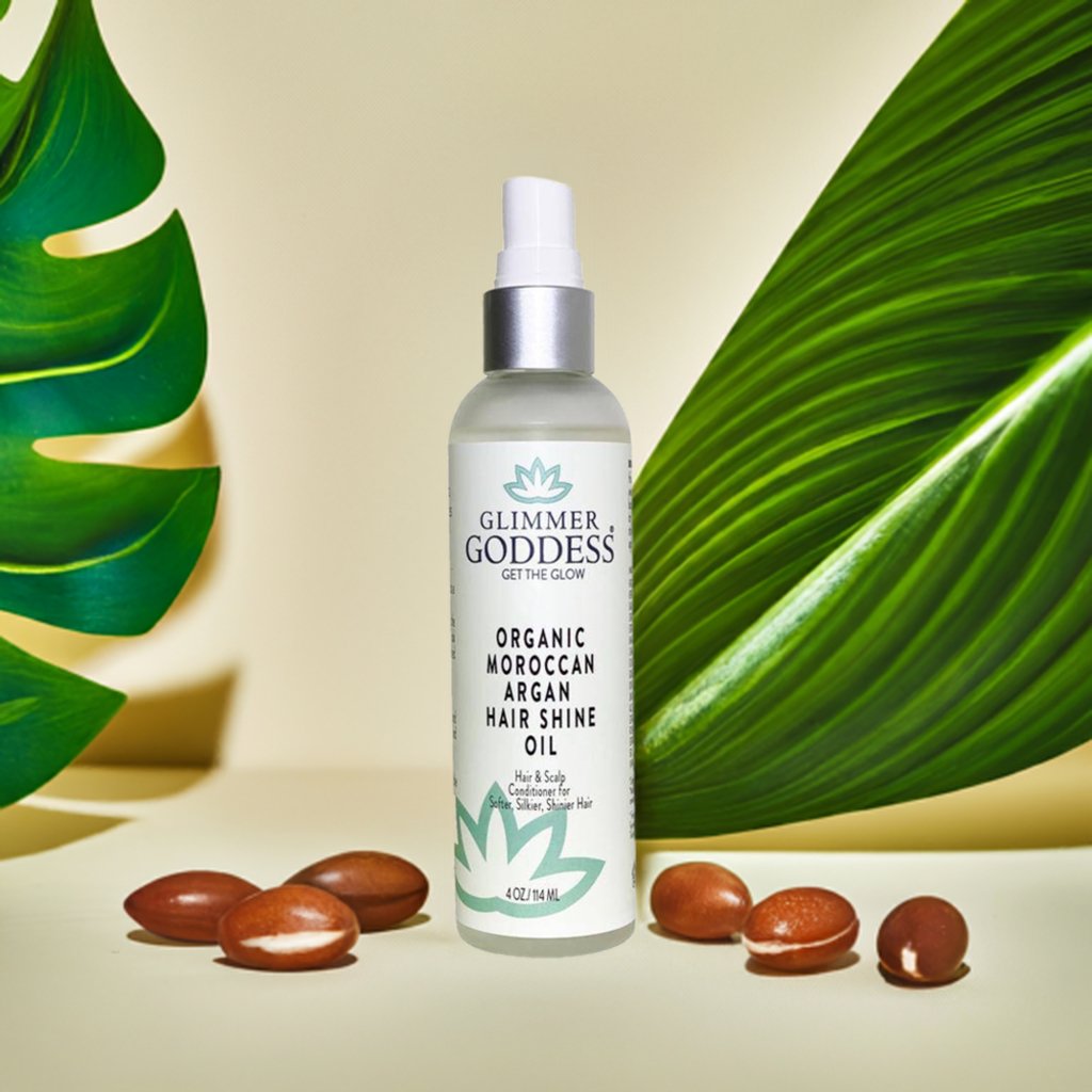 Organic Moroccan Argan Oil Hair Shine Spray - Glimmer Goddess® Organic Skin Care