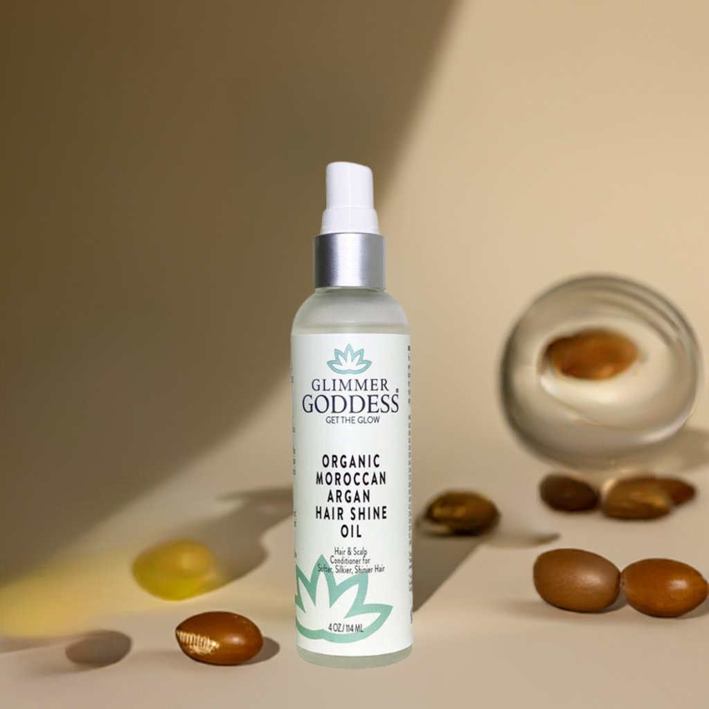 Organic Moroccan Argan Oil Hair Shine Spray - Glimmer Goddess® Organic Skin Care