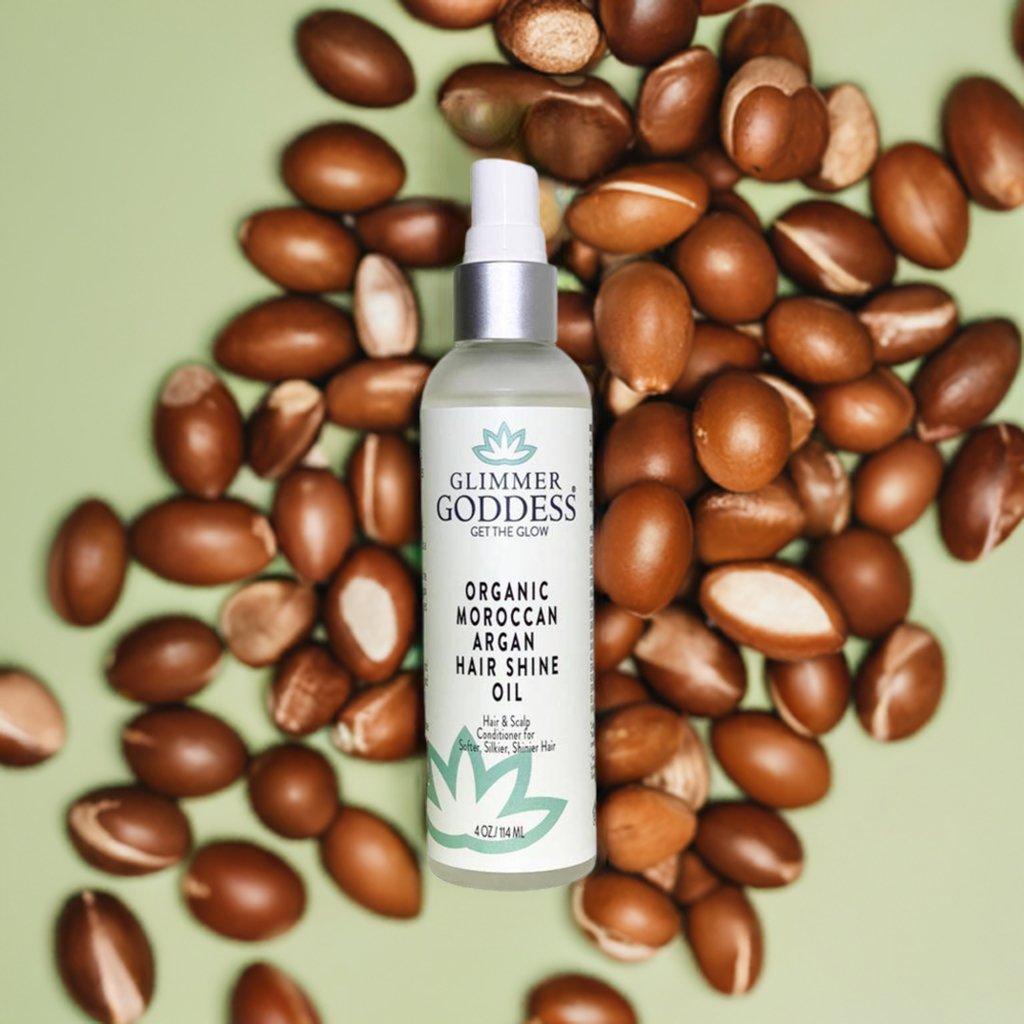 Organic Moroccan Argan Oil Hair Shine Spray - Glimmer Goddess® Organic Skin Care