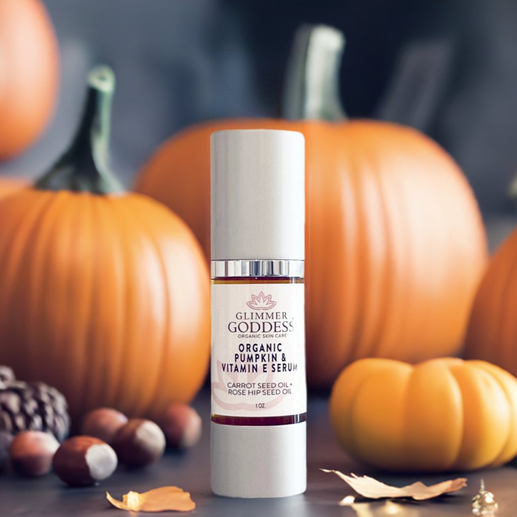 Organic Pumpkin Serum with Collagen Boosting Vitamin E Instant Glow Treatment - Glimmer Goddess® Organic Skin Care