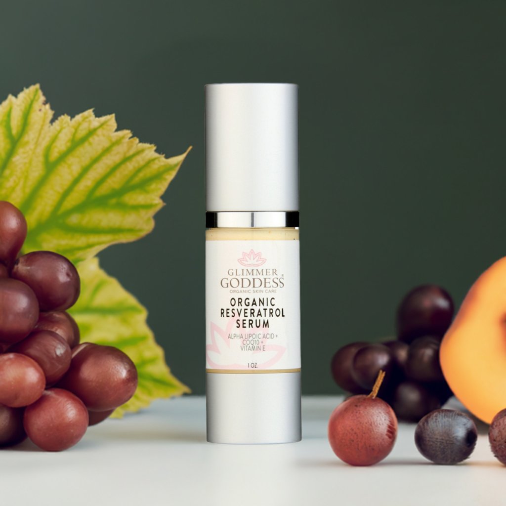 Organic Resveratrol Instant Firming Serum - Visibly Smooths Fine Lines - Glimmer Goddess® Organic Skin Care