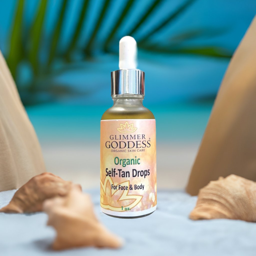 Organic Self Tan Drops for Face & Body 1 oz. - Glimmer Goddess® Organic Skin Care