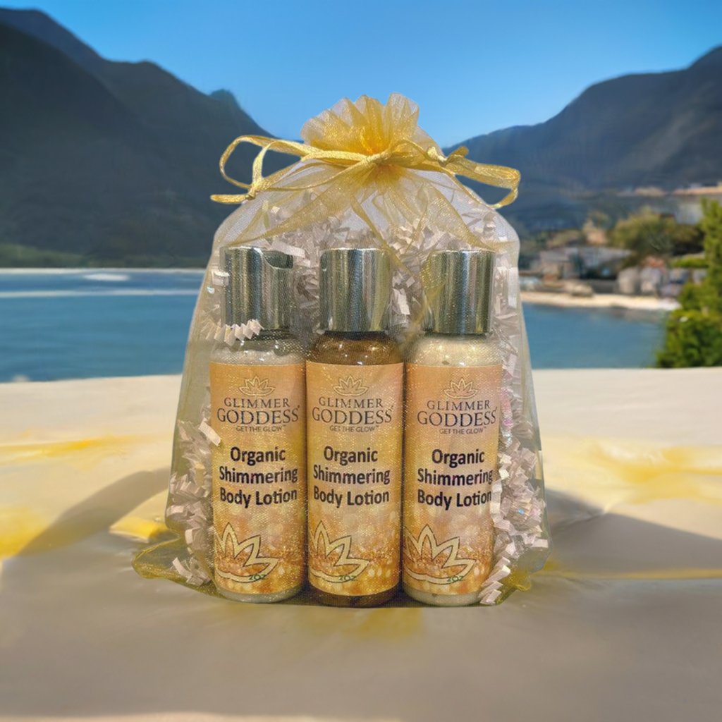 Organic Shimmer Body Lotion Travel Size Gift Set - Glimmer Goddess® Organic Skin Care