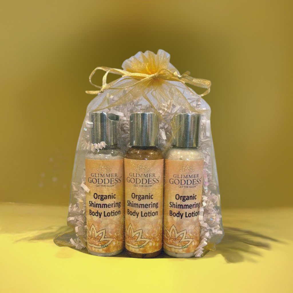 Organic Shimmer Body Lotion Travel Size Gift Set - Glimmer Goddess® Organic Skin Care