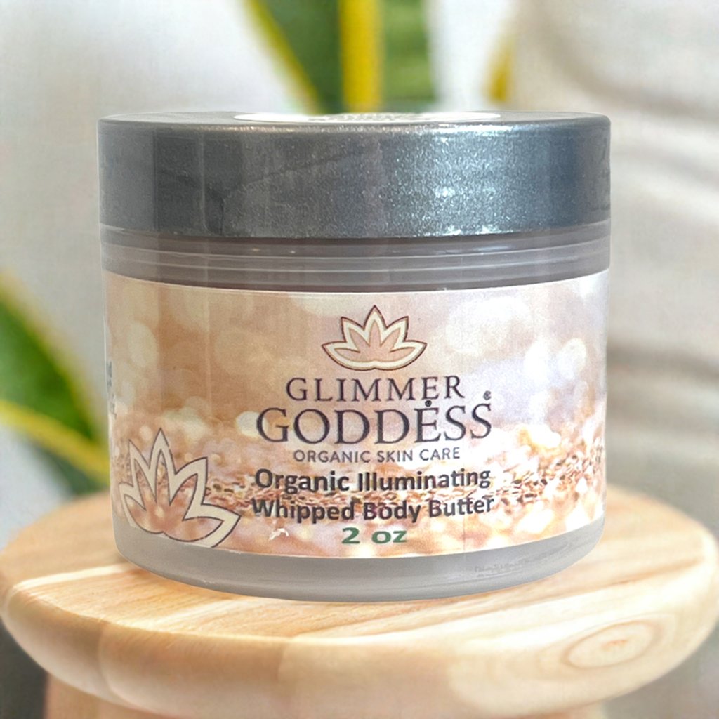 Organic Shimmering Whipped Body Butter 2 oz. Travel Size - Glimmer Goddess® Organic Skin Care