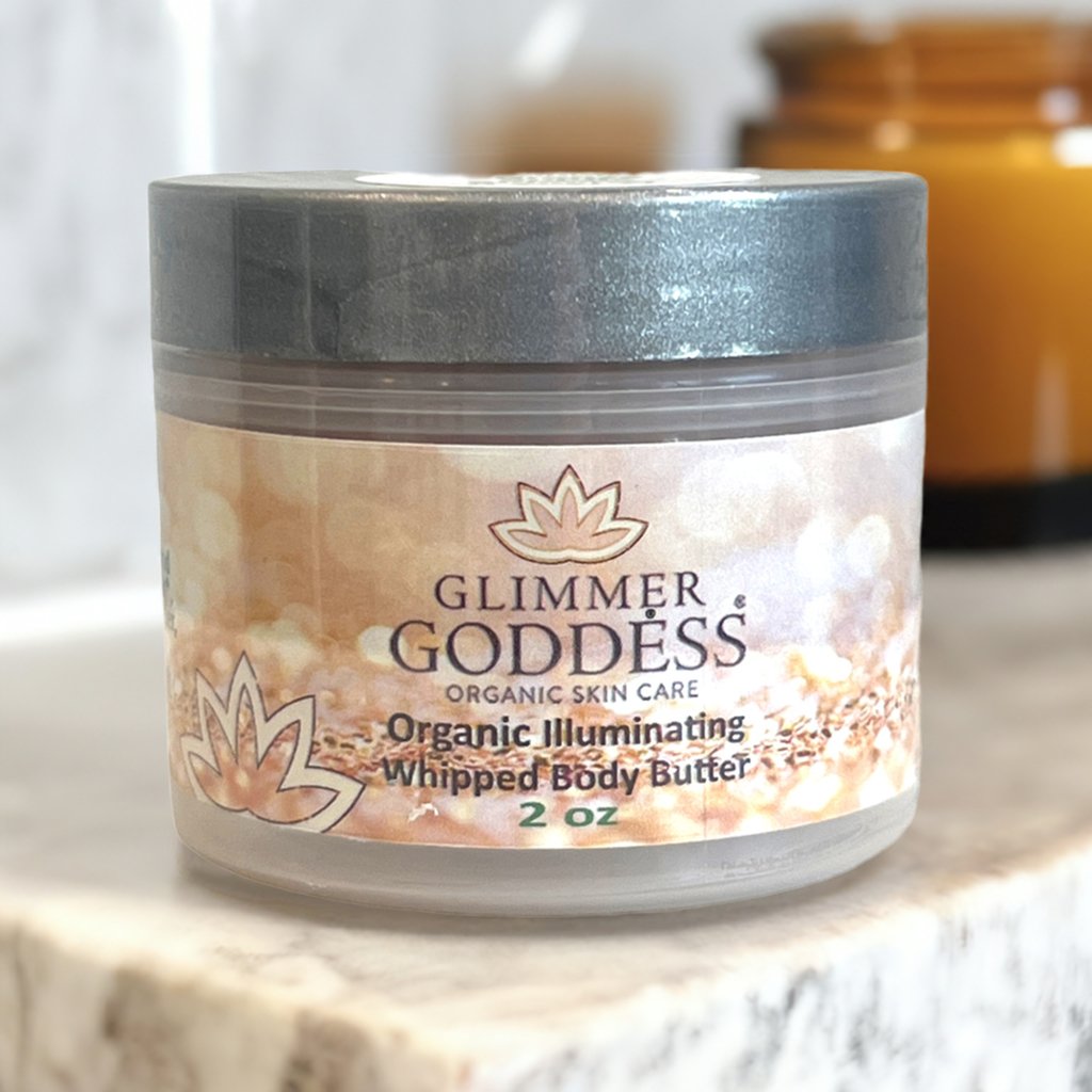 Organic Shimmering Whipped Body Butter 2 oz. Travel Size - Glimmer Goddess® Organic Skin Care