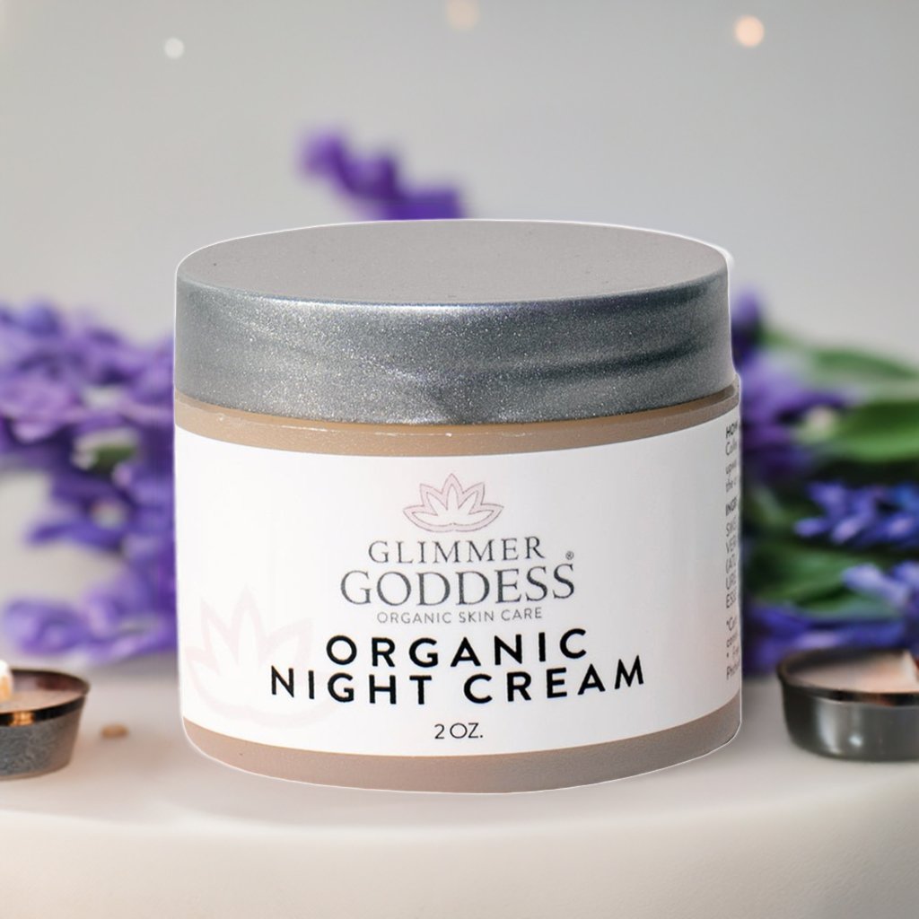 Organic Skin Renewal Night Face Cream - Hydrates & Lifts - Glimmer Goddess® Organic Skin Care