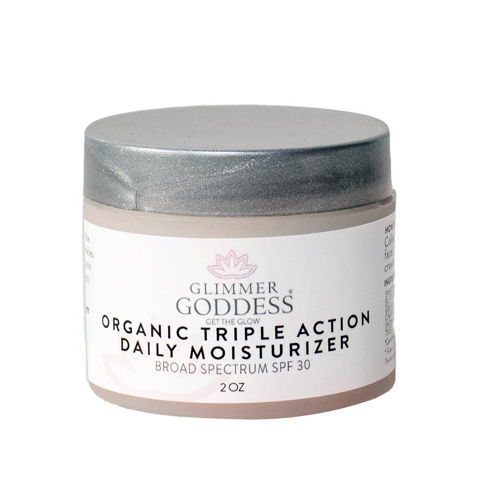 Organic Triple Action Daily Face Cream Moisturizer Reef - Safe SPF 30 - Glimmer Goddess® Organic Skin Care