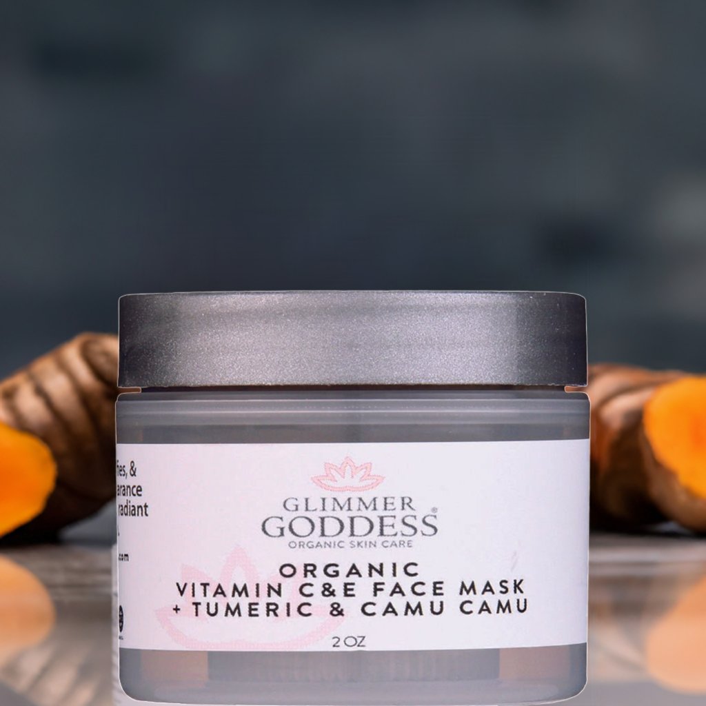 Organic Tumeric Vitamin C & E Brightening & Tightening Face Mask - 2 oz. - Glimmer Goddess® Organic Skin Care