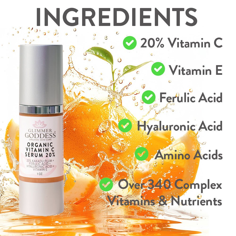 Organic Vitamin C Serum 20% Firm & Glow Serum - Glimmer Goddess® Organic Skin Care