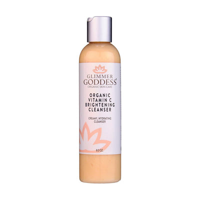 Glimmer Goddess Organic Vitamin C Brightening Cleanser for face, gentle skin wash with natural ingredients, suitable for all skin types.