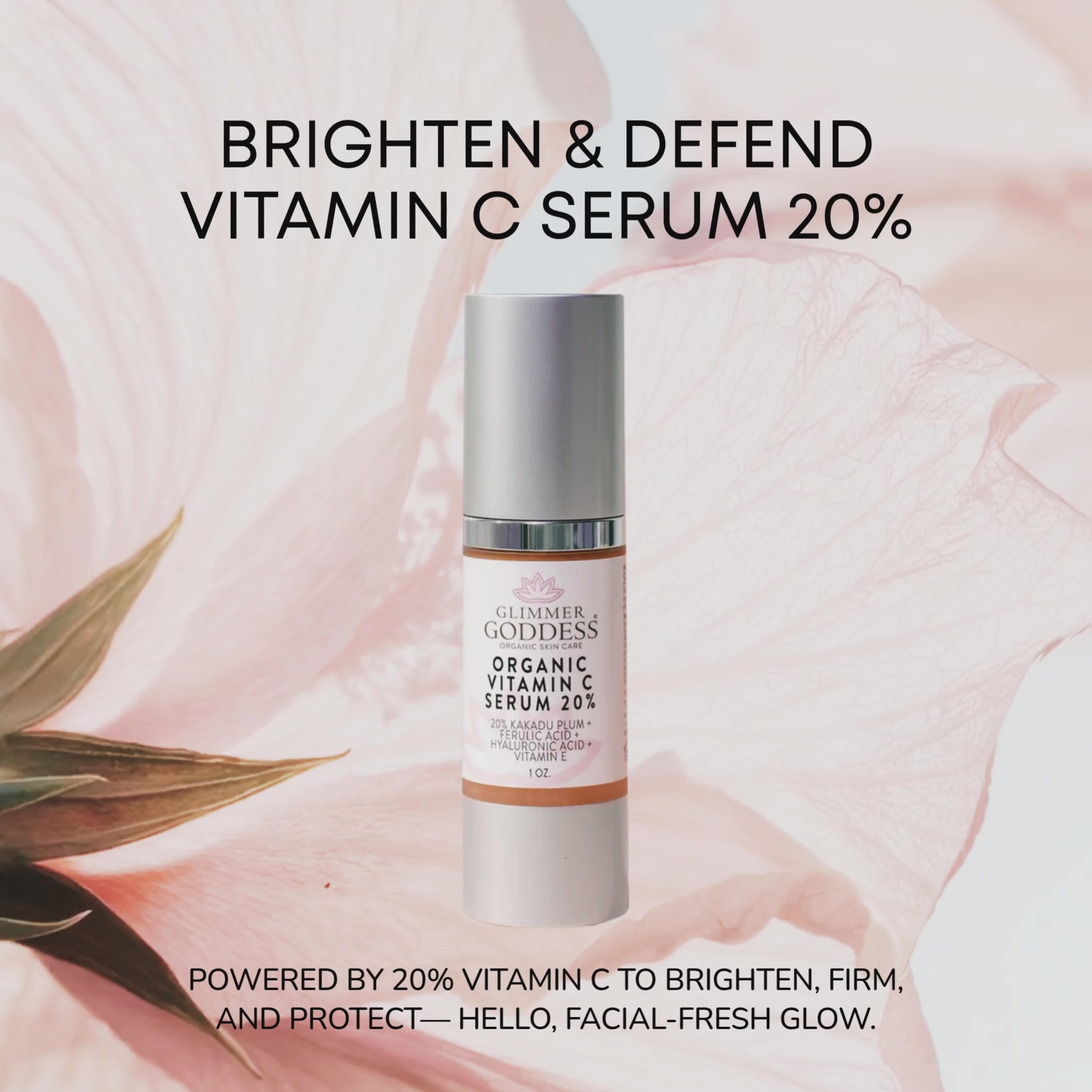 Vitamin C Serum 20% texture and absorption - lightweight brightening formula demonstration
