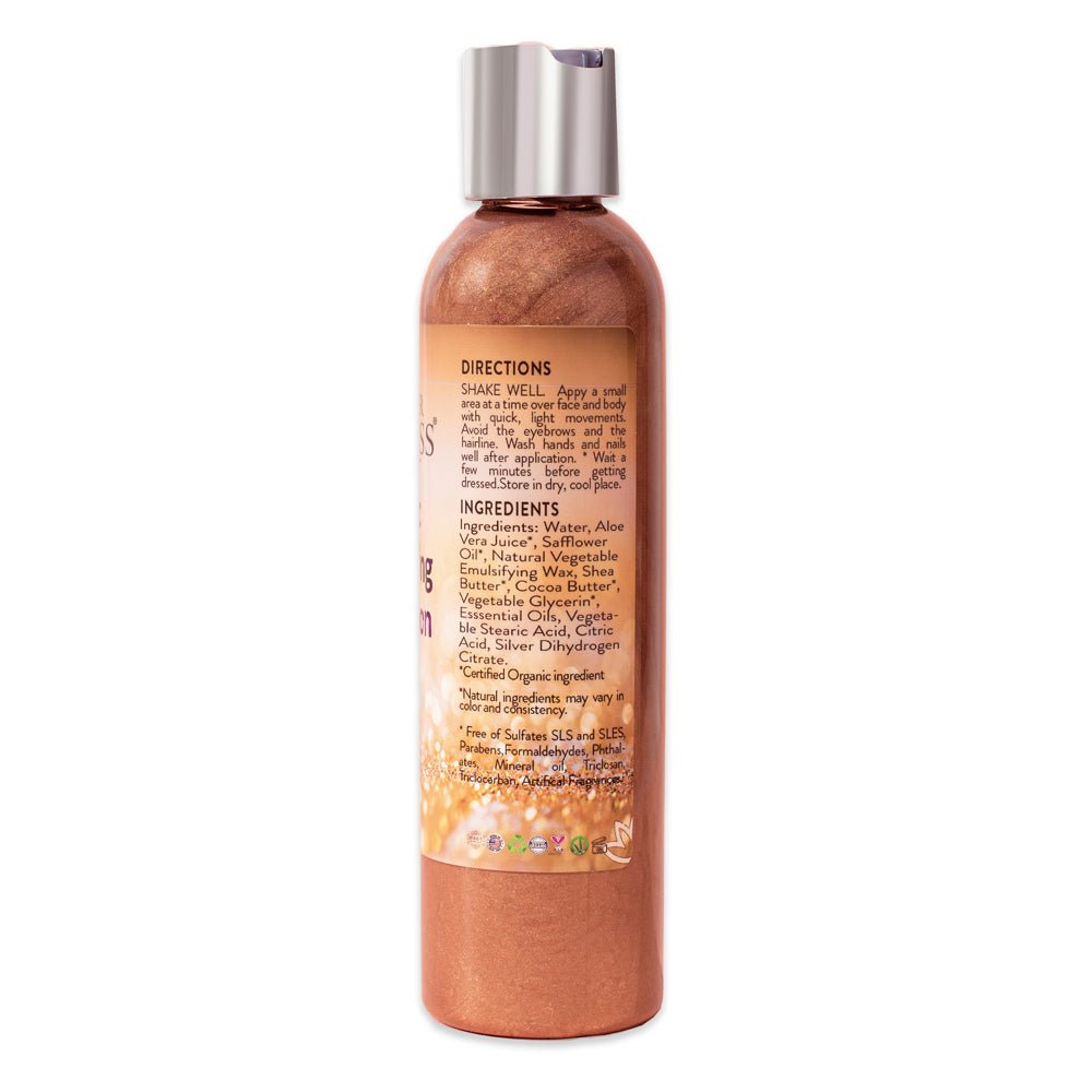 Organic Bronze Shimmer Body Lotion - Glimmer Goddess® Organic Skin Care