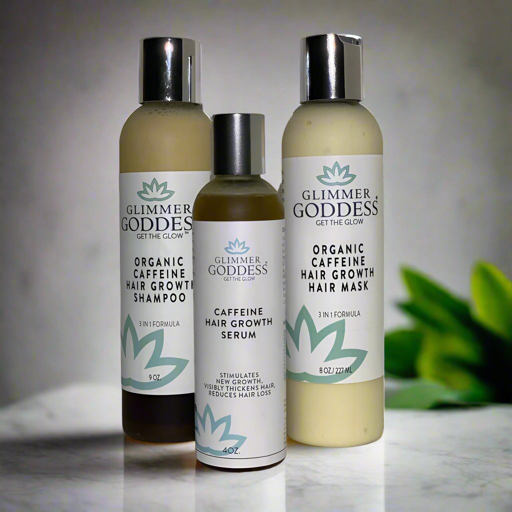 Organic Caffeine Hair Growth Trio - Glimmer Goddess® Organic Skin Care