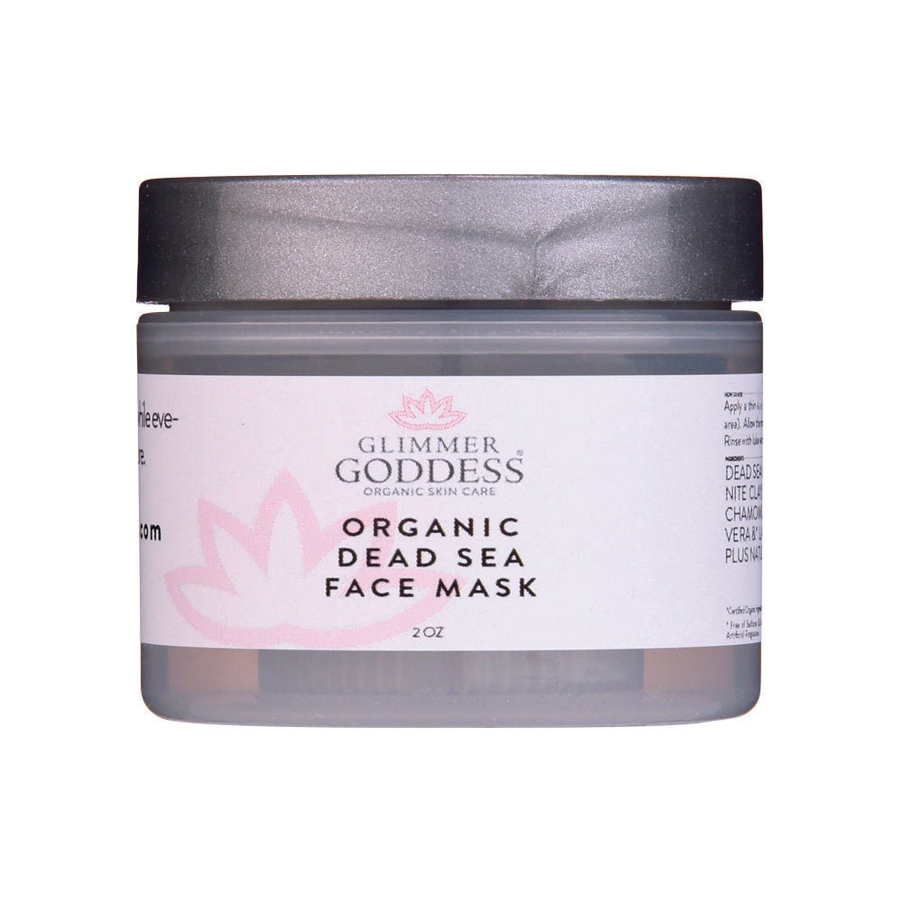 Organic Dead Sea Mud Mask With Bentonite Clay - Exfoliate & Rejuvenate - Glimmer Goddess® Organic Skin Care