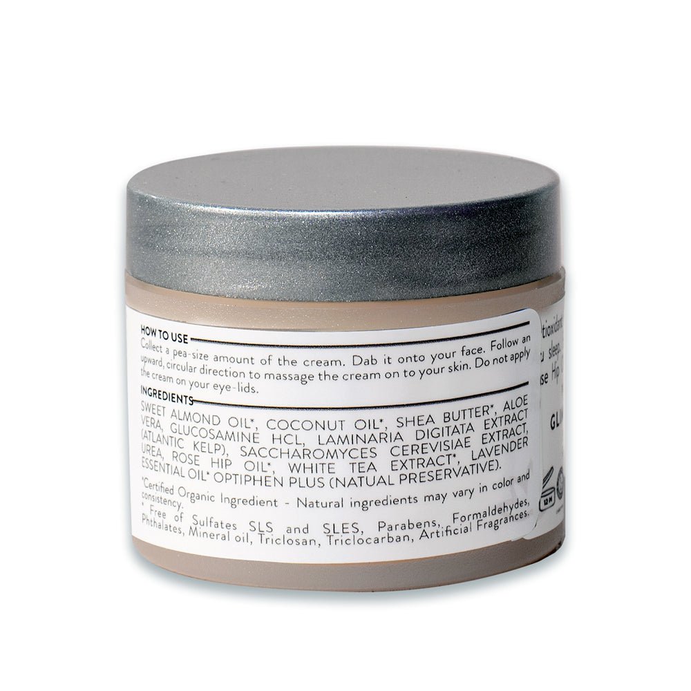 Organic Skin Renewal Night Face Cream - Hydrates & Lifts - Glimmer Goddess® Organic Skin Care